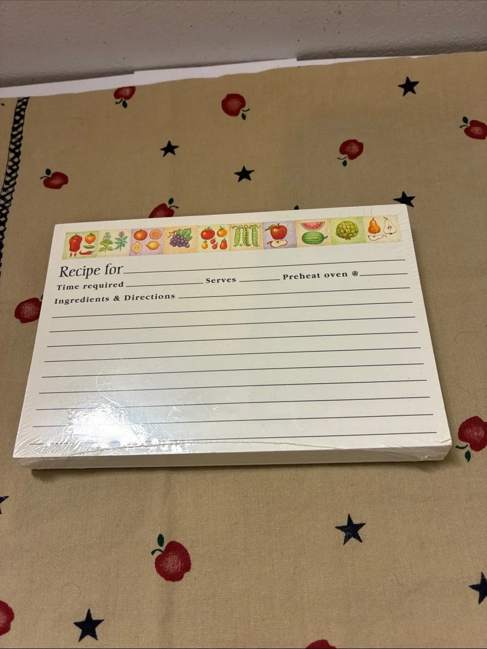 RUSTIC Metal Recipe Card Apple Themed Box with Cream Recipe Cards